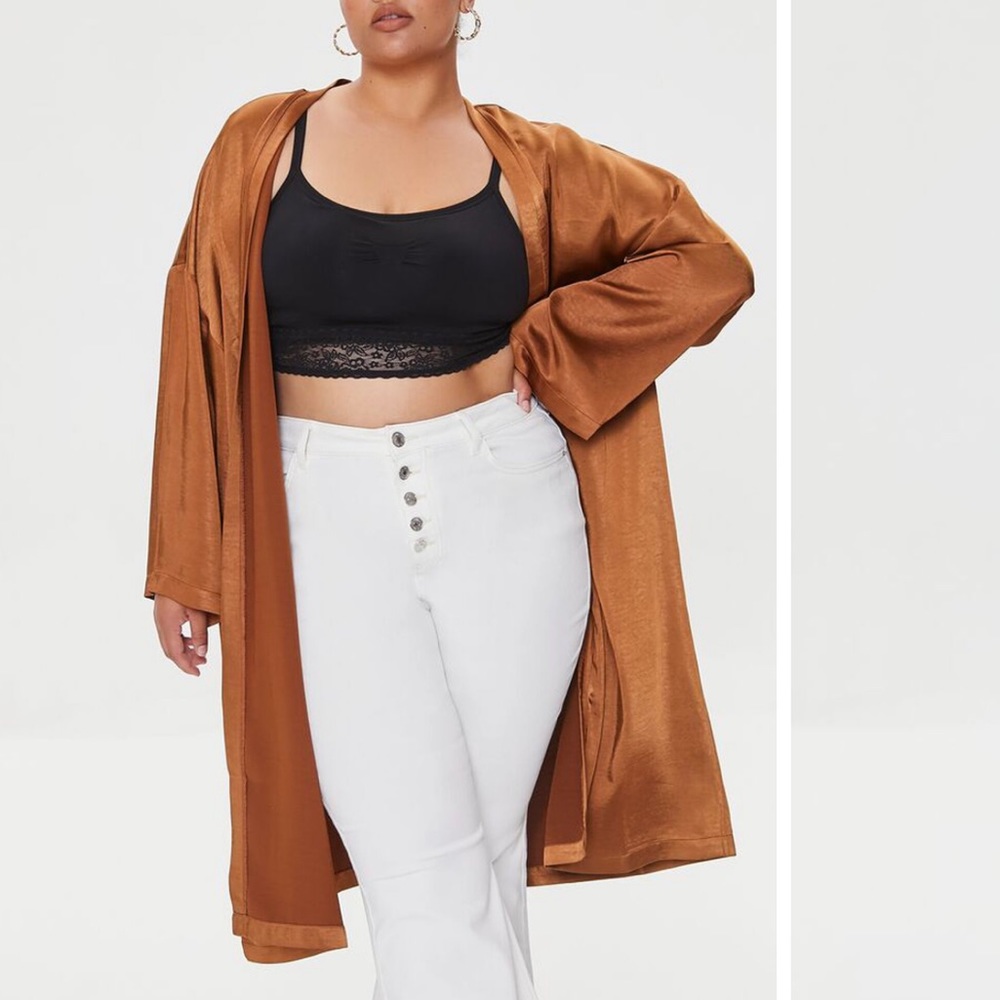 •Plus Size• Open-Front Satin Kimono - Picture 3 of 5